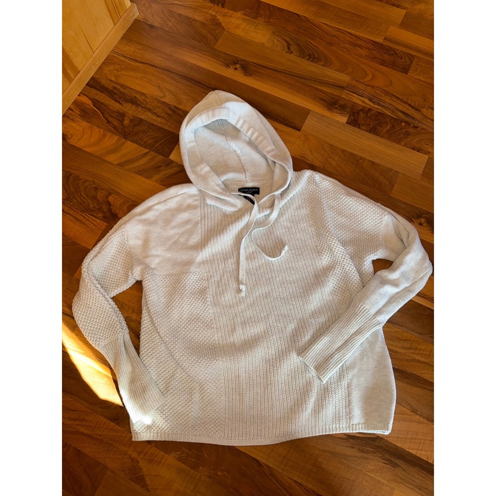 Cynthia Rowley Active Knit Hoodie sweater Women Medium White Mixed Stitch